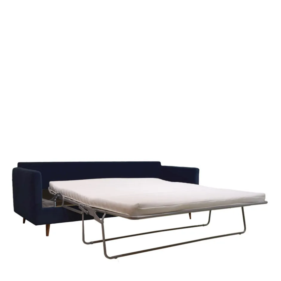 Drawer VILLABON Canapé convertible 3 places en velours pieds bois foncé