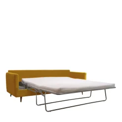 Drawer VILLABON Canapé convertible 3 places en velours pieds bois foncé