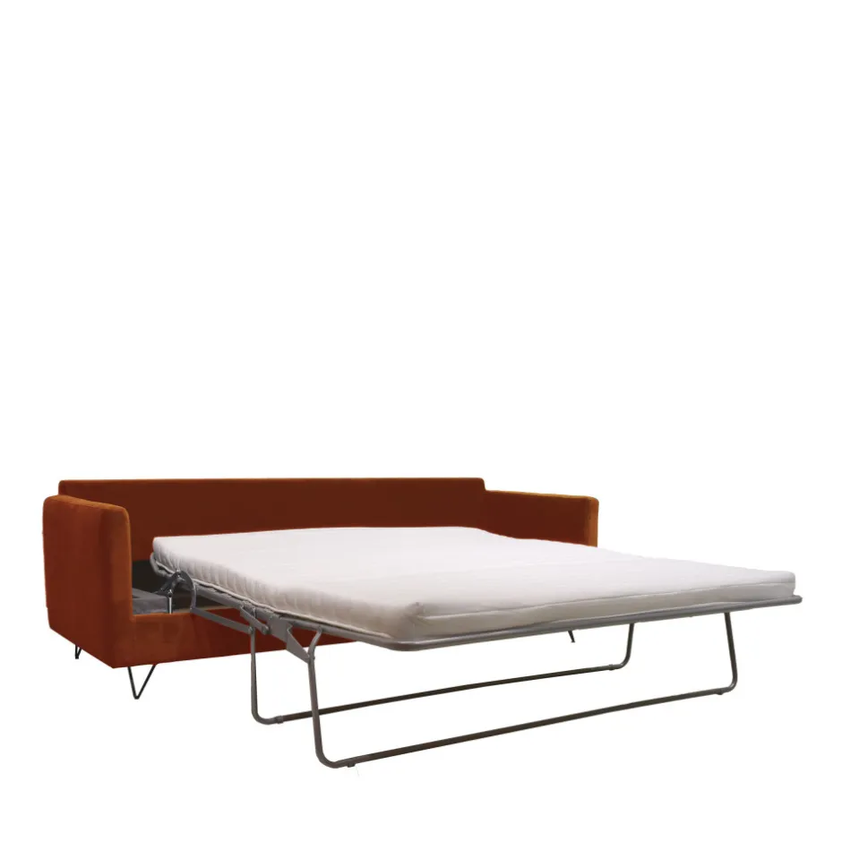 Sale Drawer VILLABON Canapé convertible 3 places en velours pieds épingles noirs