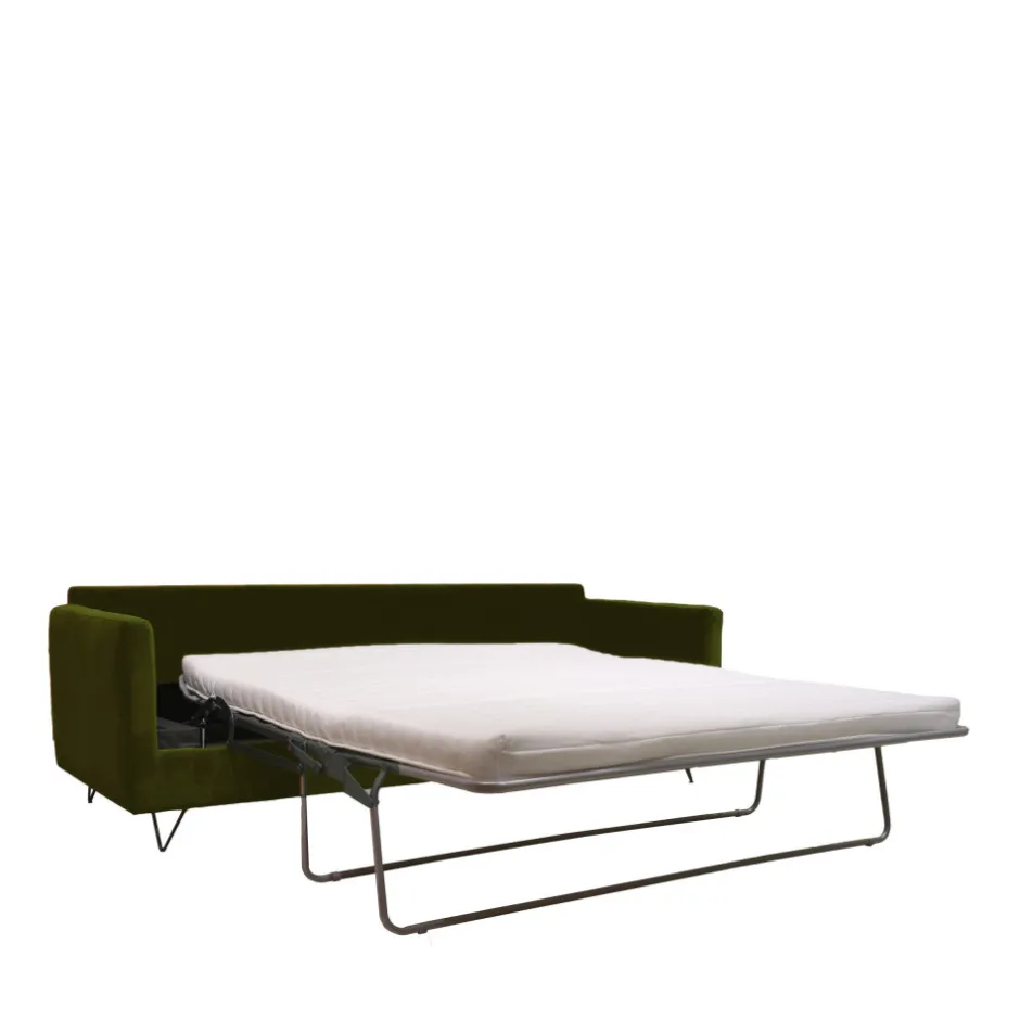 Sale Drawer VILLABON Canapé convertible 3 places en velours pieds épingles noirs