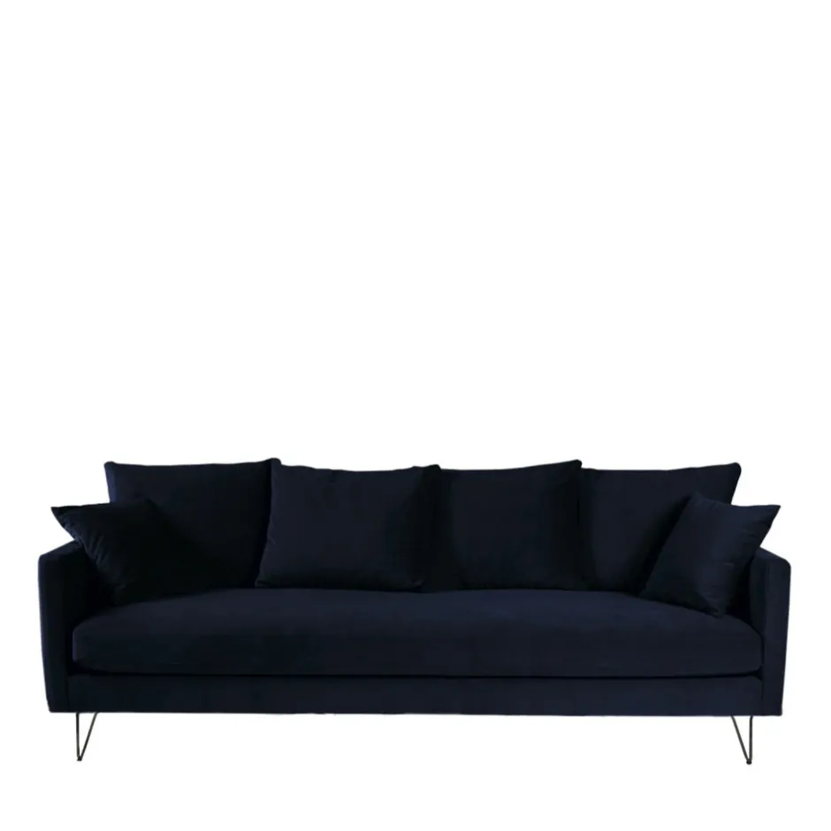 Sale Drawer VILLABON Canapé convertible 3 places en velours pieds épingles noirs