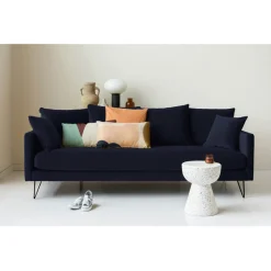Discount Drawer VILLABON Canapé convertible 4 places en velours pieds épingles noirs