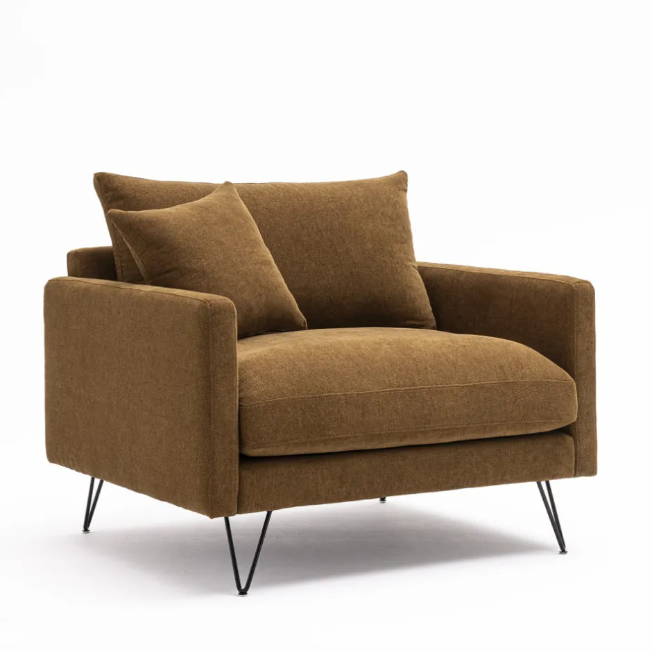 Hot Drawer VILLABON Fauteuil XL en tissu pieds épingles noirs