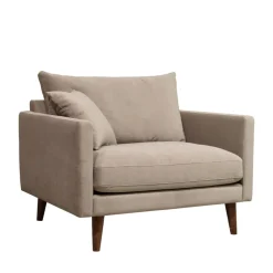 Discount Drawer VILLABON Fauteuil XL en velours pieds bois foncé