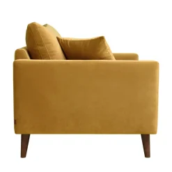 Discount Drawer VILLABON Fauteuil XL en velours pieds bois foncé