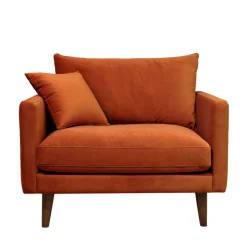 Discount Drawer VILLABON Fauteuil XL en velours pieds bois foncé
