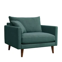Discount Drawer VILLABON Fauteuil XL en velours pieds bois foncé