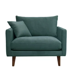 Discount Drawer VILLABON Fauteuil XL en velours pieds bois foncé
