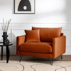Clearance Drawer VILLABON Fauteuil XL en velours pieds épingles noirs