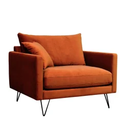 Clearance Drawer VILLABON Fauteuil XL en velours pieds épingles noirs