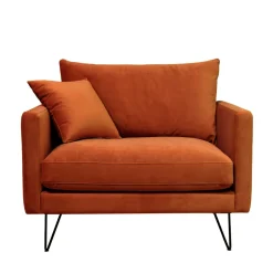 Clearance Drawer VILLABON Fauteuil XL en velours pieds épingles noirs