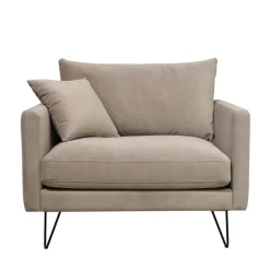 Clearance Drawer VILLABON Fauteuil XL en velours pieds épingles noirs