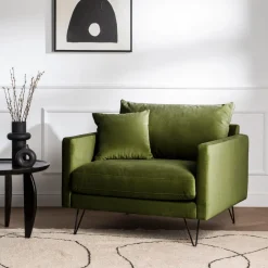 Clearance Drawer VILLABON Fauteuil XL en velours pieds épingles noirs