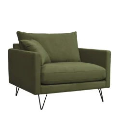 Clearance Drawer VILLABON Fauteuil XL en velours pieds épingles noirs