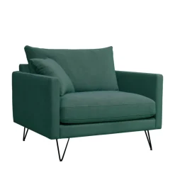 Clearance Drawer VILLABON Fauteuil XL en velours pieds épingles noirs