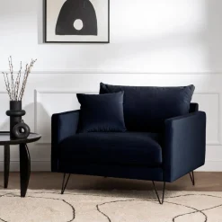 Clearance Drawer VILLABON Fauteuil XL en velours pieds épingles noirs