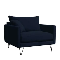Clearance Drawer VILLABON Fauteuil XL en velours pieds épingles noirs