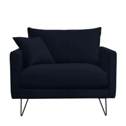 Clearance Drawer VILLABON Fauteuil XL en velours pieds épingles noirs