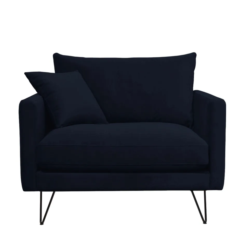 Clearance Drawer VILLABON Fauteuil XL en velours pieds épingles noirs