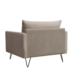 Clearance Drawer VILLABON Fauteuil XL en velours pieds épingles noirs