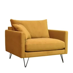 Clearance Drawer VILLABON Fauteuil XL en velours pieds épingles noirs