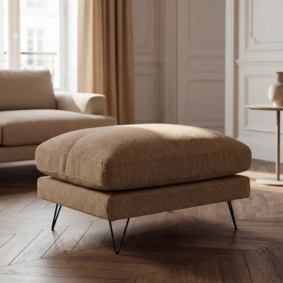 Sale Drawer VILLABON Pouf en tissu pieds épingles noirs