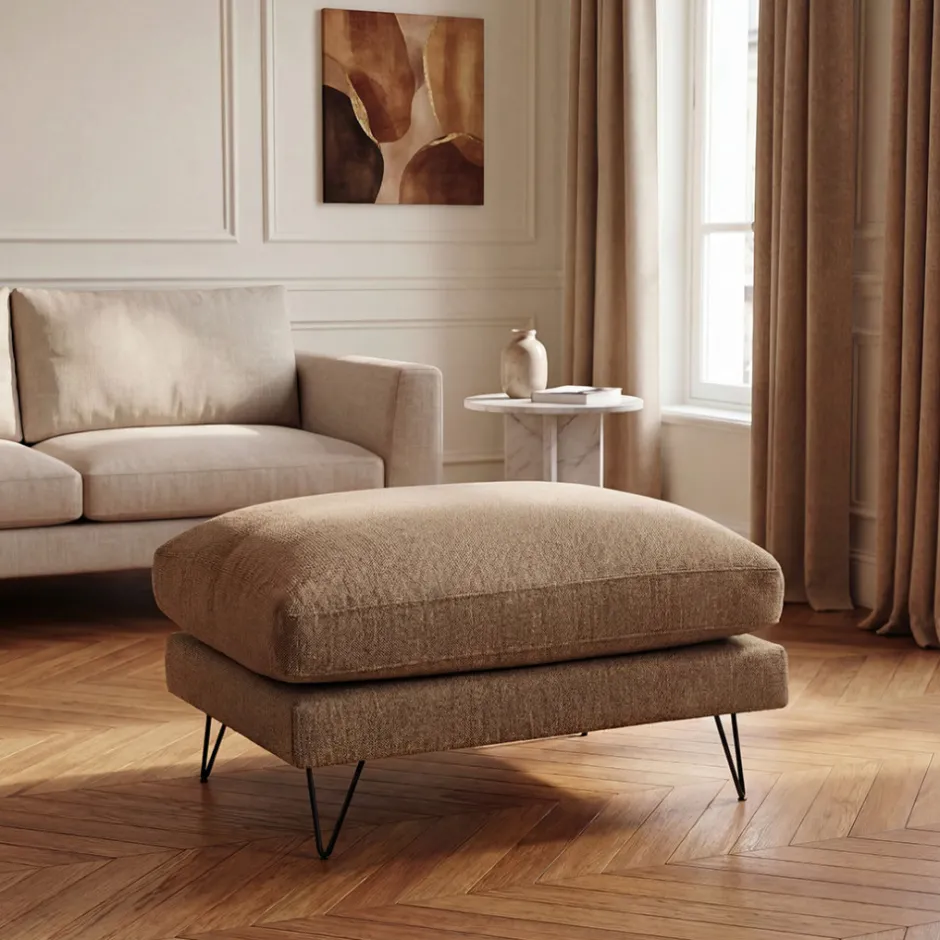 Sale Drawer VILLABON Pouf en tissu pieds épingles noirs