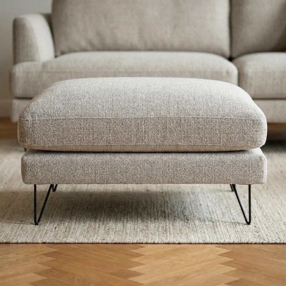 Sale Drawer VILLABON Pouf en tissu pieds épingles noirs