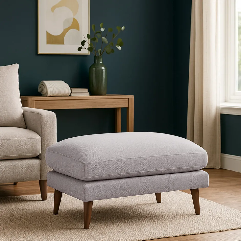 Outlet Drawer VILLABON Pouf en tissu pieds bois foncé