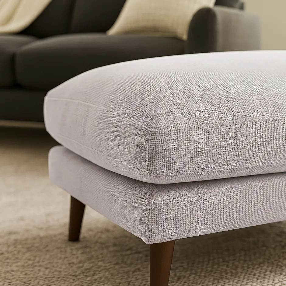 Outlet Drawer VILLABON Pouf en tissu pieds bois foncé