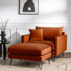 Hot Drawer VILLABON Pouf en velours pieds épingles noirs