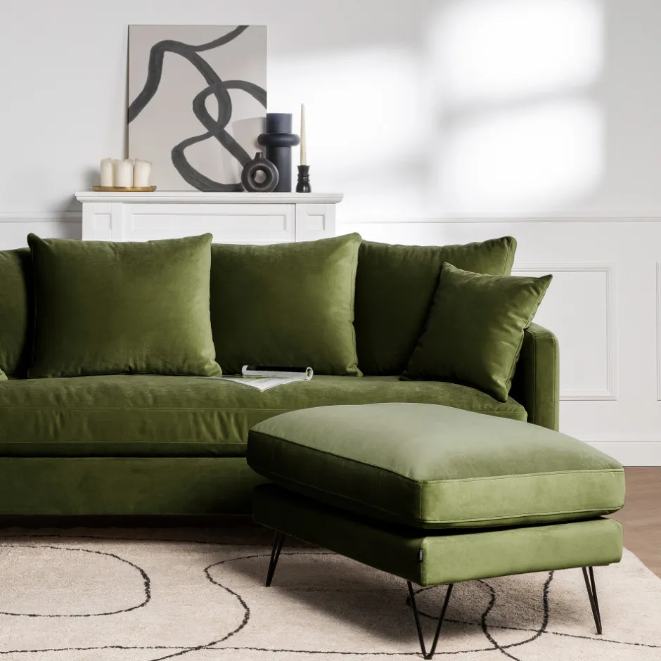 Hot Drawer VILLABON Pouf en velours pieds épingles noirs