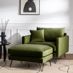 Hot Drawer VILLABON Pouf en velours pieds épingles noirs