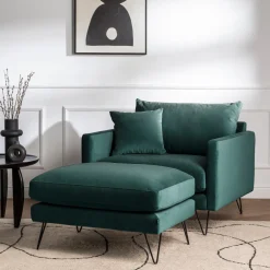 Hot Drawer VILLABON Pouf en velours pieds épingles noirs