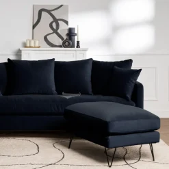 Hot Drawer VILLABON Pouf en velours pieds épingles noirs