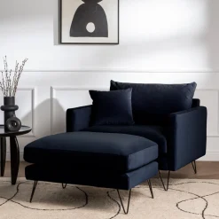 Hot Drawer VILLABON Pouf en velours pieds épingles noirs
