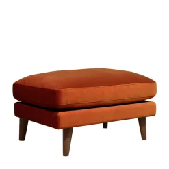 Clearance Drawer VILLABON Pouf en velours pieds bois foncé