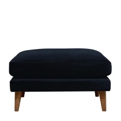 Clearance Drawer VILLABON Pouf en velours pieds bois foncé