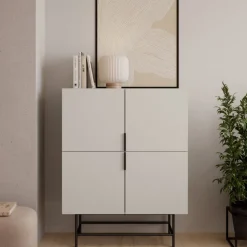 New No name VINTARA Buffet haut 4 portes en bois et métal H128cm