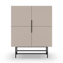 New No name VINTARA Buffet haut 4 portes en bois et métal H128cm