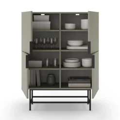 New No name VINTARA Buffet haut 4 portes en bois et métal H128cm