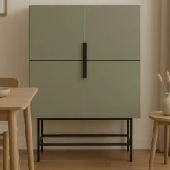 New No name VINTARA Buffet haut 4 portes en bois et métal H128cm