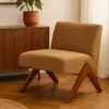 New Drawer VINTO Fauteuil en tissu pieds bois