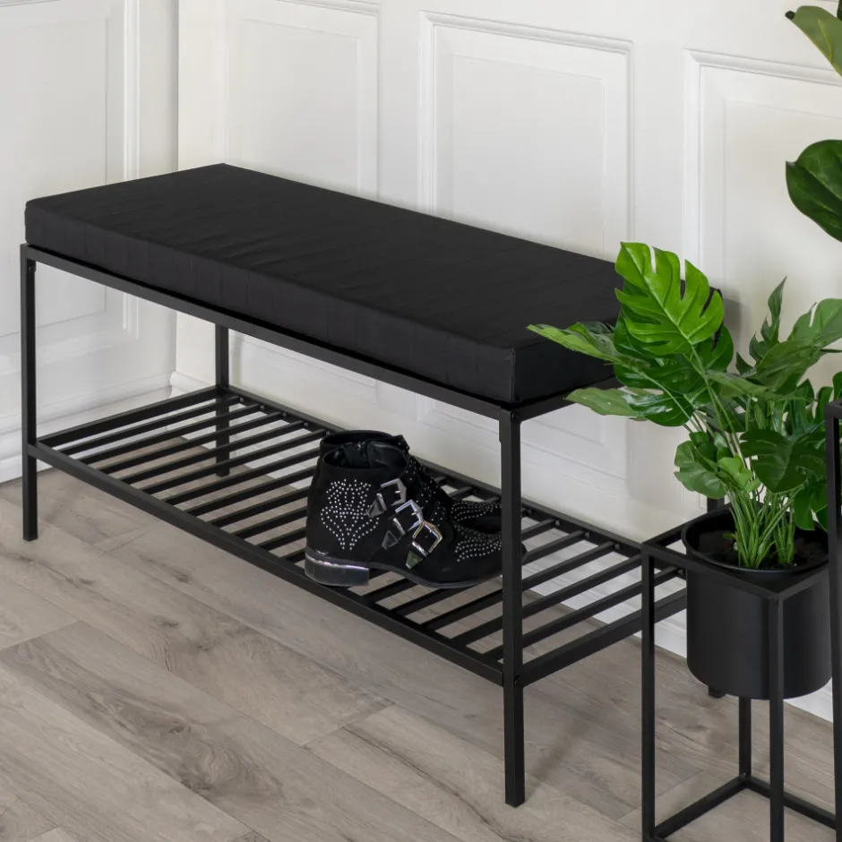Hot House Nordic VITA Banc en tissu et métal avec étagère L100cm