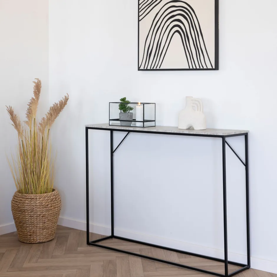 Clearance House Nordic VITA Console effet travertin et métal