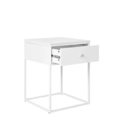Hot House Nordic VITA Table de chevet avec tiroir en bois et métal blanc