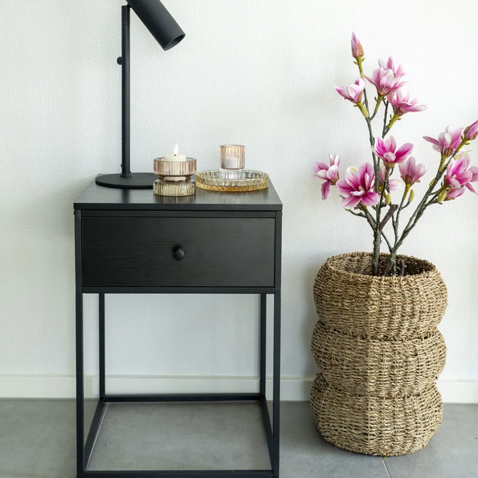 New House Nordic VITA Table de chevet avec tiroir en bois et métal