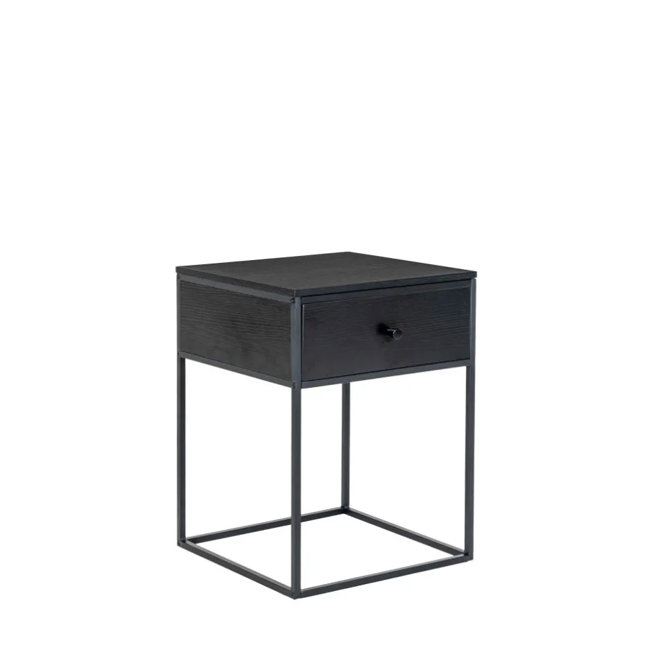 New House Nordic VITA Table de chevet avec tiroir en bois et métal