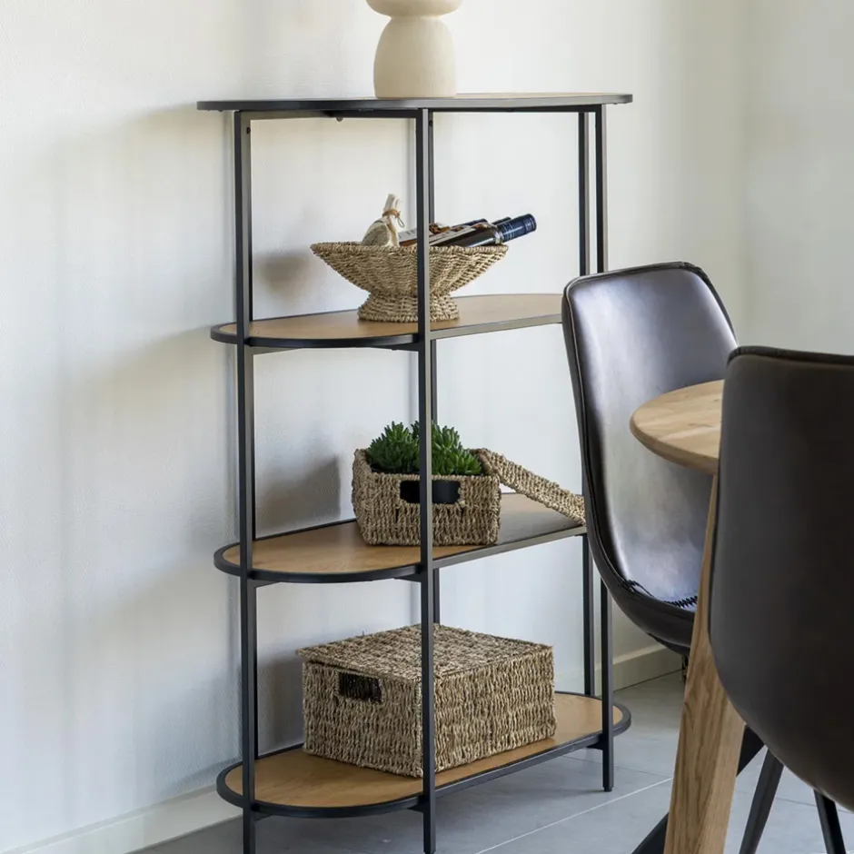 Discount House Nordic VITA Étagère ovale en bois et métal 85x111cm