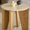 Clearance Drawer VIVO Table d'appoint ronde en effet travertin ø50cm